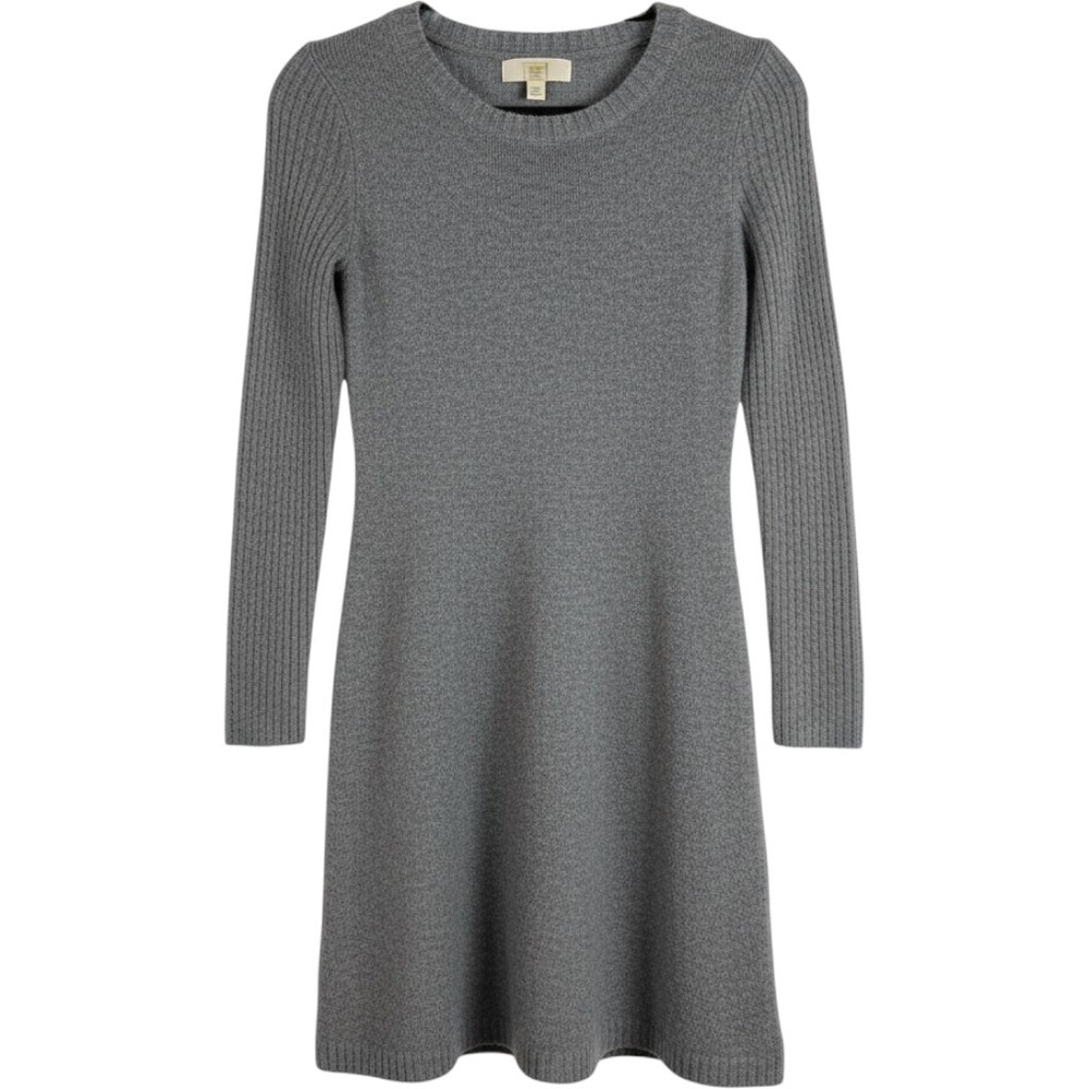 Ruby Moon Women Grey Long Sleeve Ribbed Knit Alpaca Blend Sweater Dress Size S